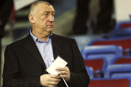 TEL AVIV, ISRAEL - JANUARY 25: Russian oligarch Mikhail Chernoy looks on during a match between Hapoel Tel Aviv and CSKA Moscow during the Russian First Channel Cup, A soccer tournament of the top teams from Israel, Ukraine and Russia, at Bloomfield stadium January 25, 2007 in Tel Aviv, Israel. (Photo by Tal Cohen/Getty Images)